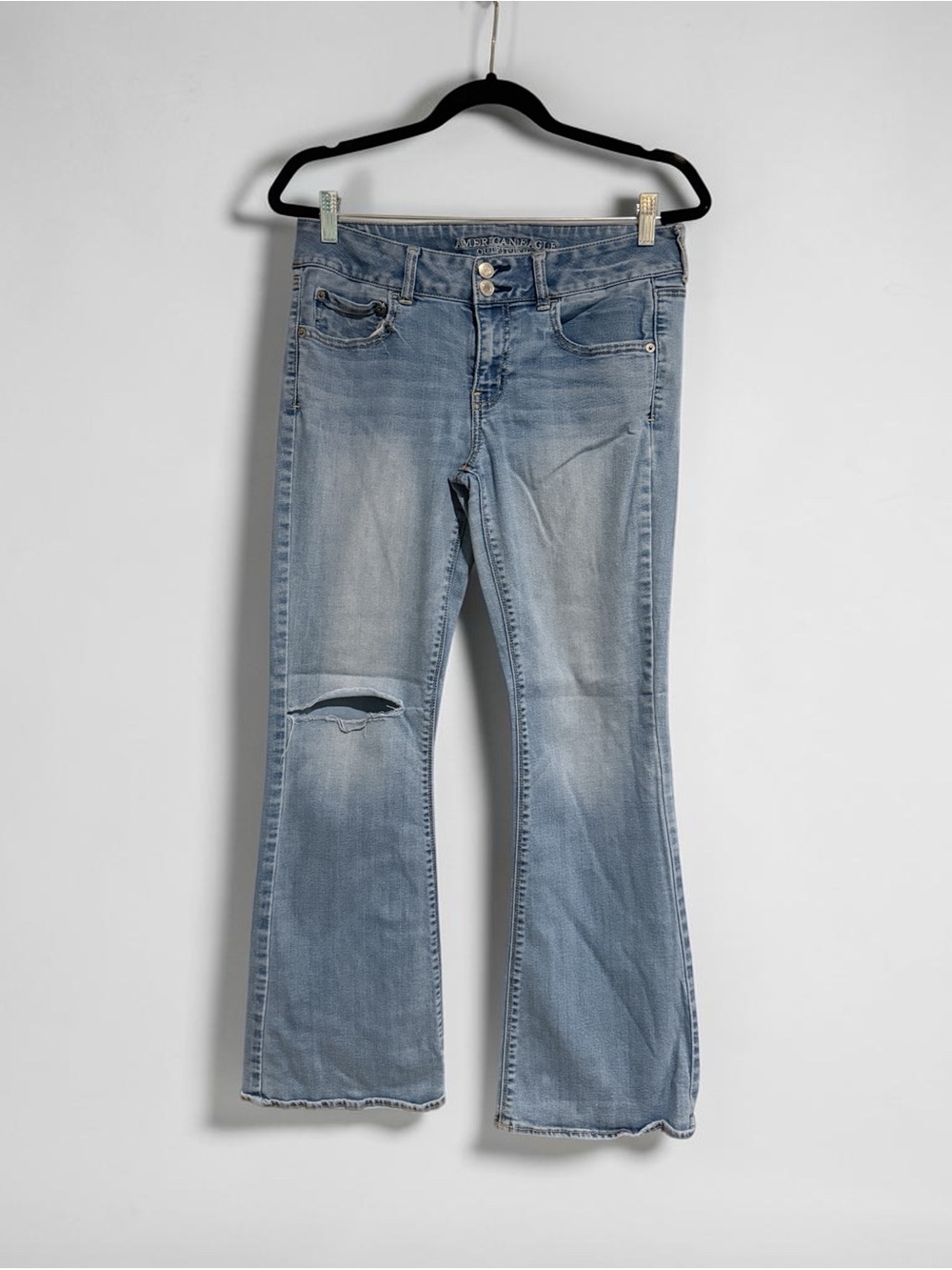 American Eagle Artist Jeans Size 10 Short Light Wash Distressed Bootcut Y2K